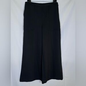 Wilfred Aritzia Black Pull‎ On Elastic Cropped Dress Pants Wide Leg Sz L